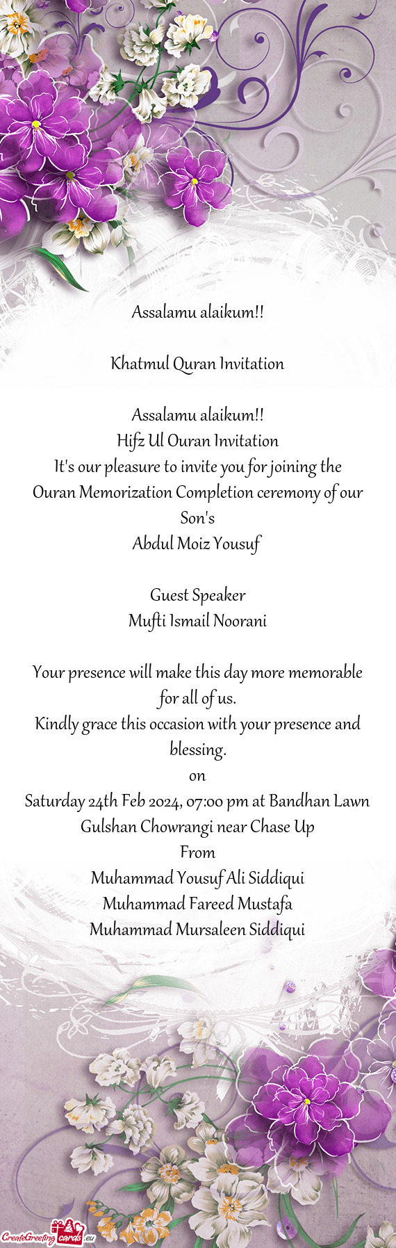 Hifz Ul Ouran Invitation