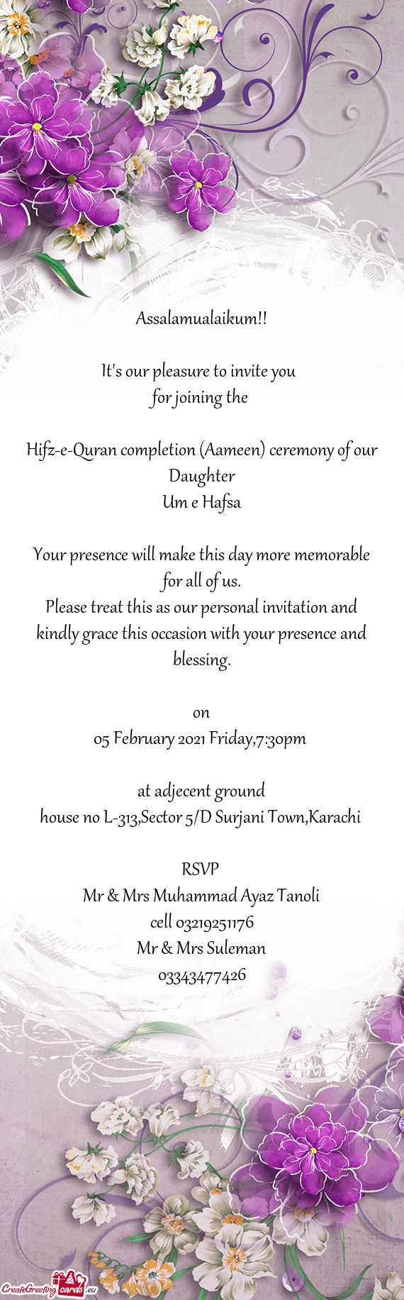 Hifz-e-Quran completion (Aameen) ceremony of our Daughter