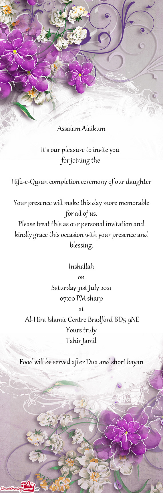 Hifz-e-Quran completion ceremony of our daughter