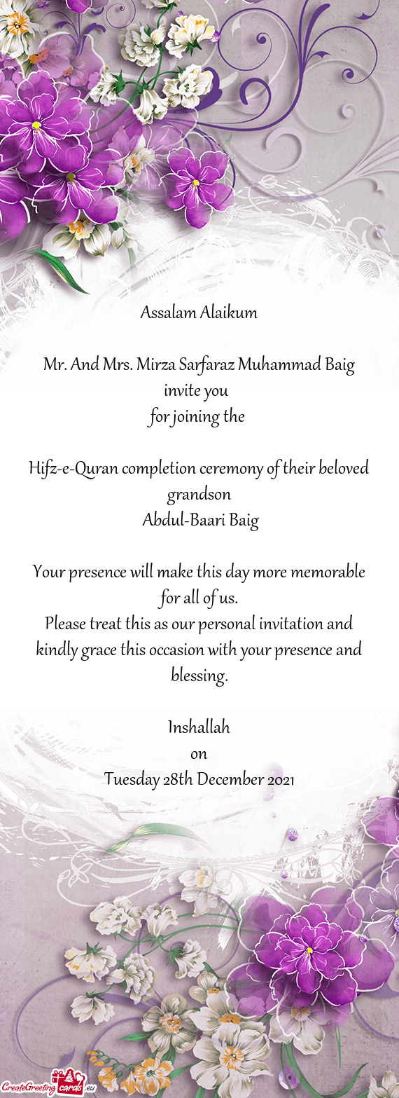 Hifz-e-Quran completion ceremony of their beloved grandson