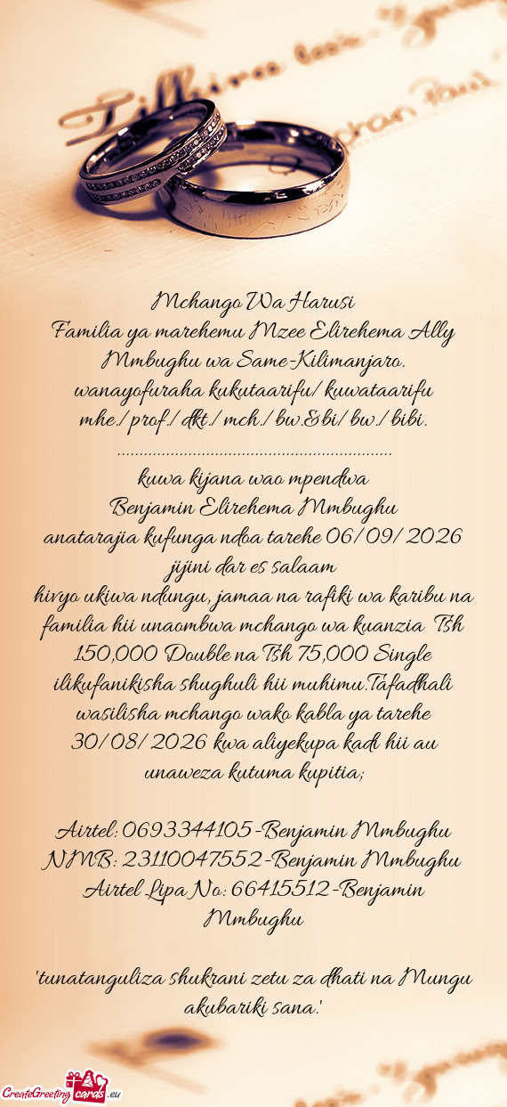 Hivyo ukiwa ndungu, jamaa na rafiki wa karibu na familia hii unaombwa mchango wa kuanzia Tsh 150,00