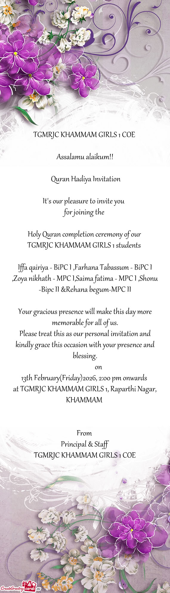 Holy Quran completion ceremony of our