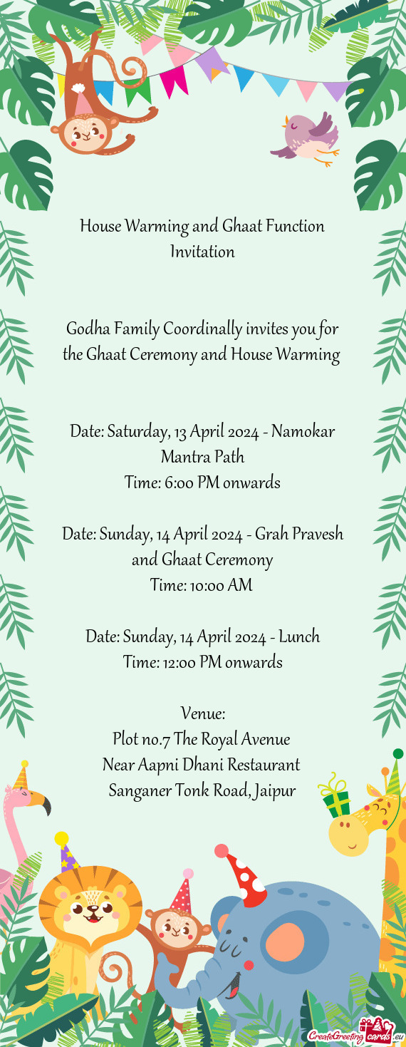 House Warming and Ghaat Function Invitation