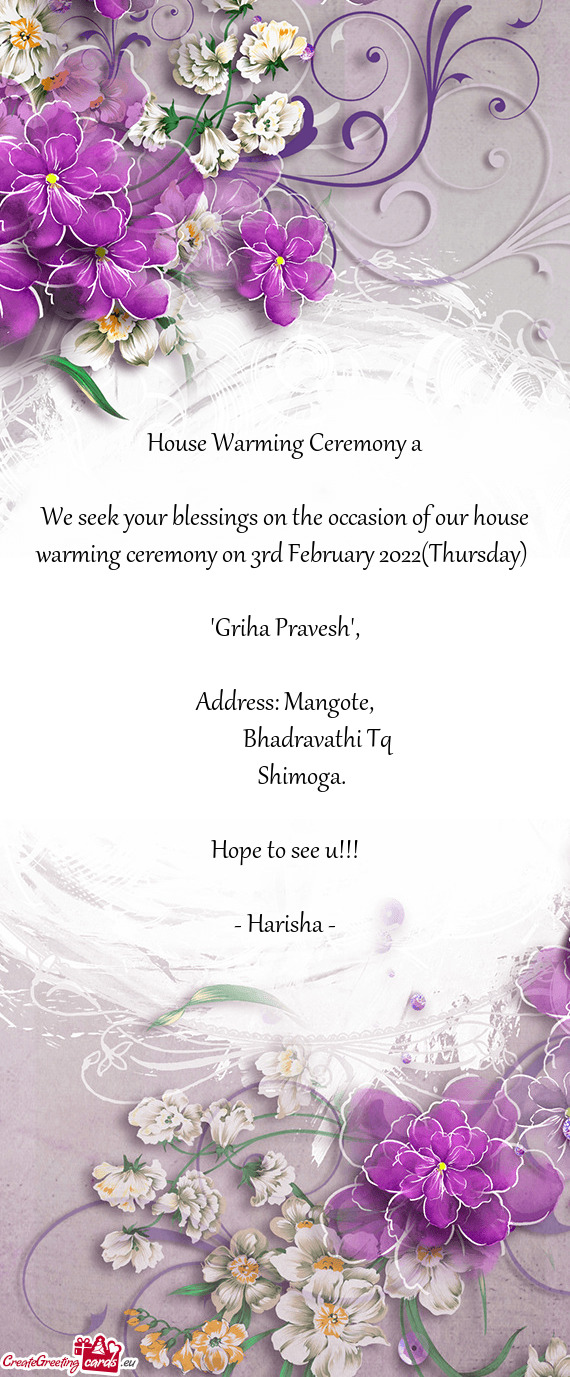 House Warming Ceremony a