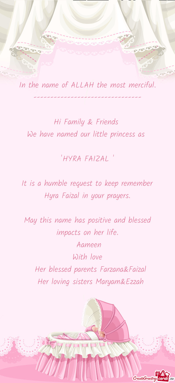 Hyra Faizal in your prayers