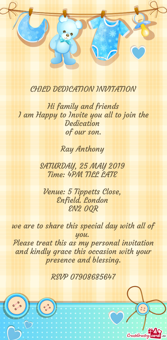 I am Happy to Invite you all to join the Dedication