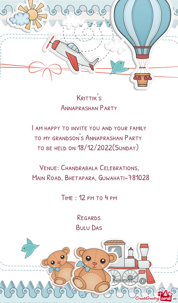 I am happy to invite you and your family