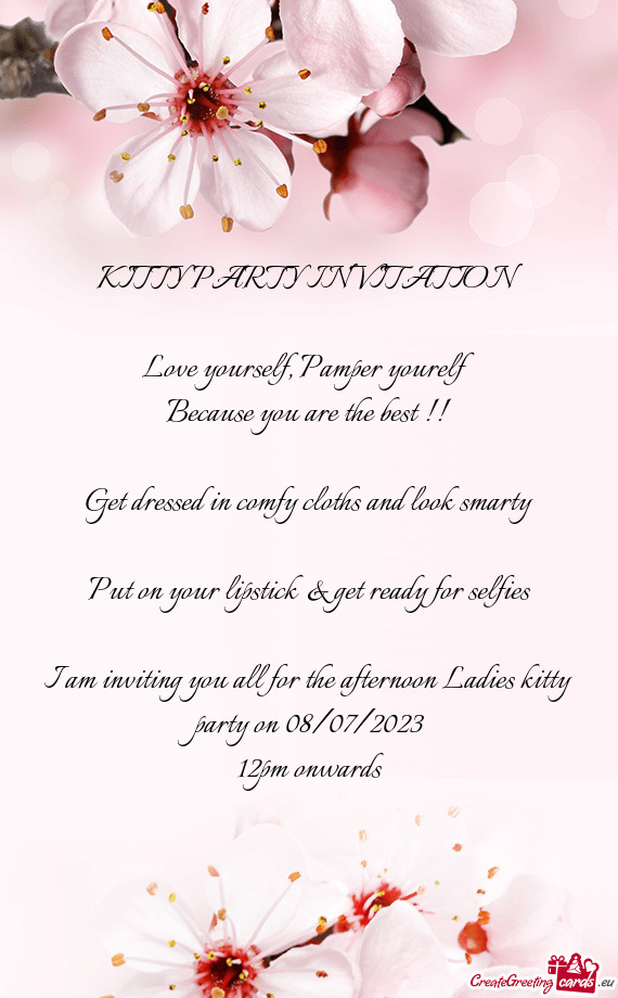 I am inviting you all for the afternoon Ladies kitty party on 08/07/2023