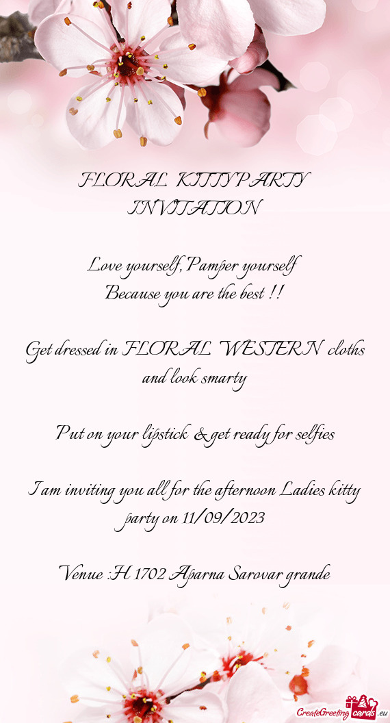 I am inviting you all for the afternoon Ladies kitty party on 11/09/2023