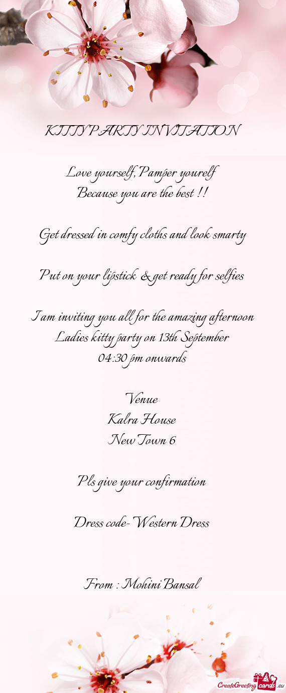 I am inviting you all for the amazing afternoon Ladies kitty party on 13th September