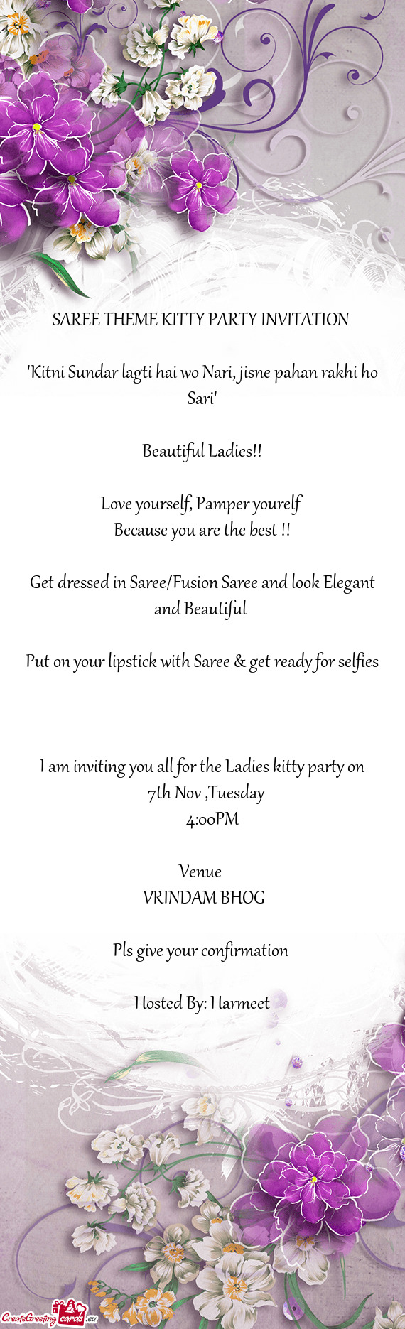 I am inviting you all for the Ladies kitty party on