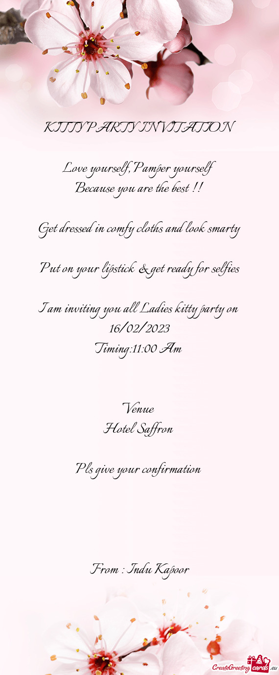 I am inviting you all Ladies kitty party on