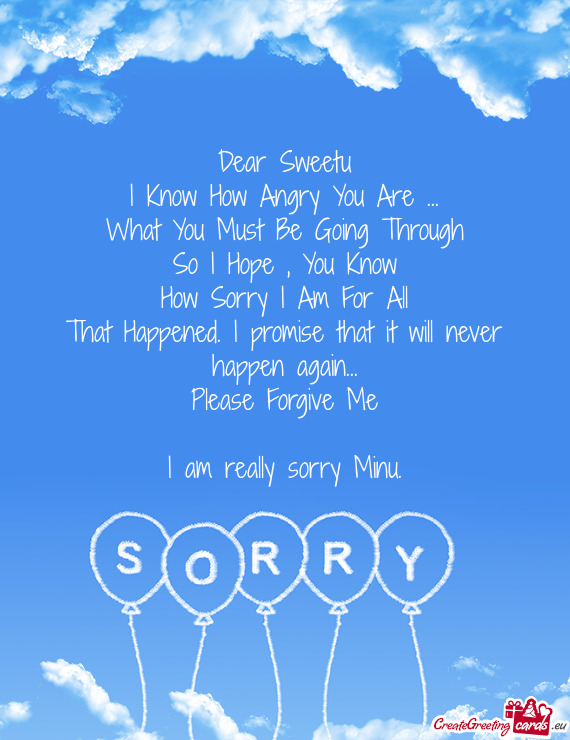 I am really sorry Minu
