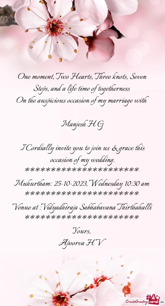 I Cordially invite you to join us & grace this occasion of my wedding