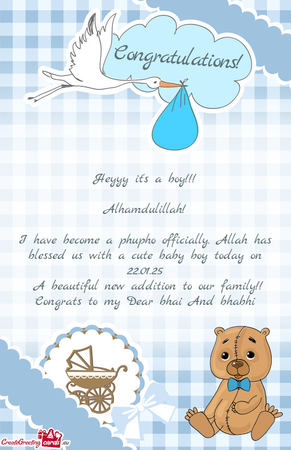 I have become a phupho officially. Allah has blessed us with a cute baby boy today on 22.01.25