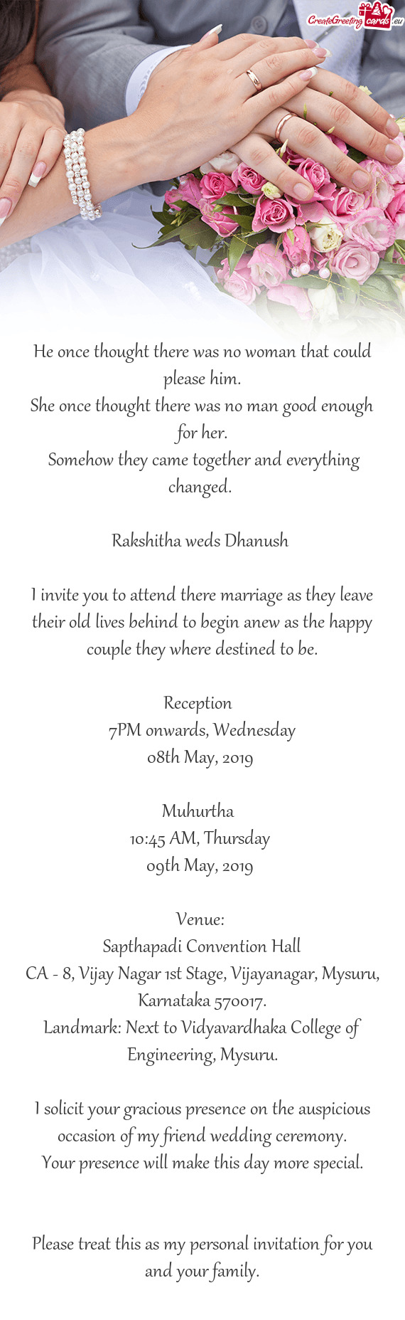 I invite you to attend there marriage as they leave their old lives behind to begin anew as the happ