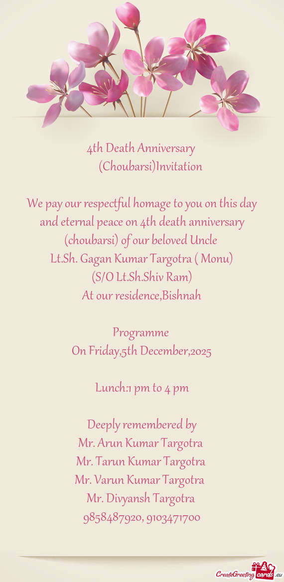 I) of our beloved Uncle