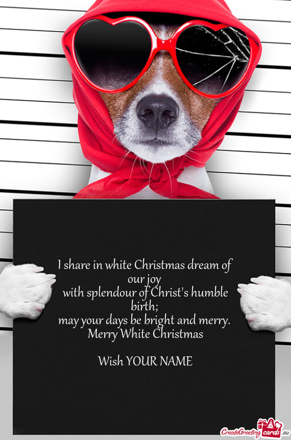 I share in white Christmas dream of our joy