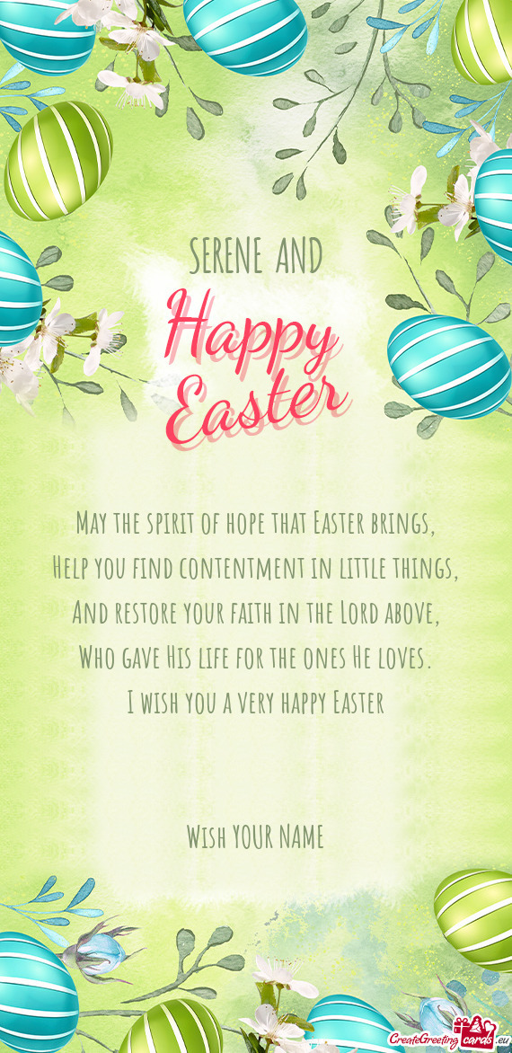 I wish you a very happy Easter  Wish YOUR NAME