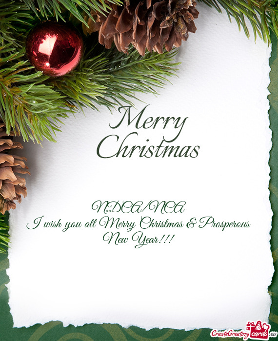 I wish you all Merry Christmas & Prosperous New Year