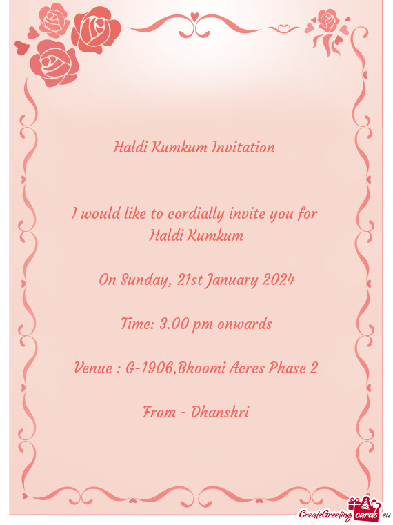 I would like to cordially invite you for