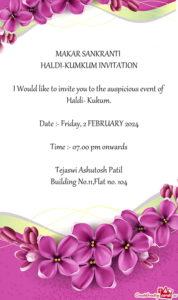 I Would like to invite you to the auspicious event of