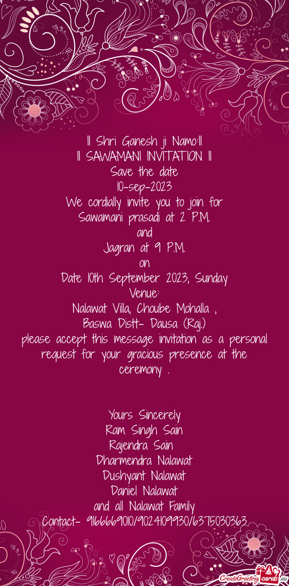 II SAWAMANI INVITATION II