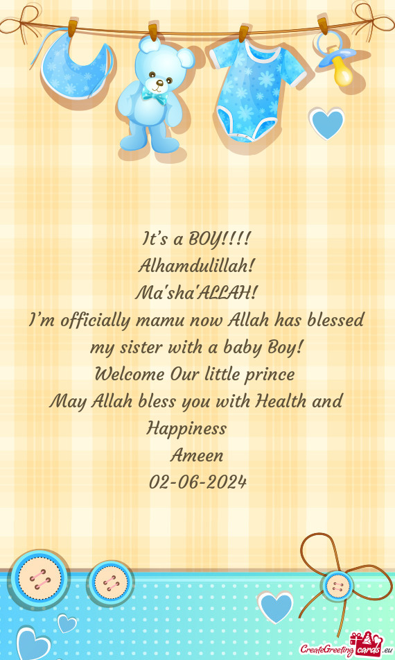 I’m officially mamu now Allah has blessed my sister with a baby Boy