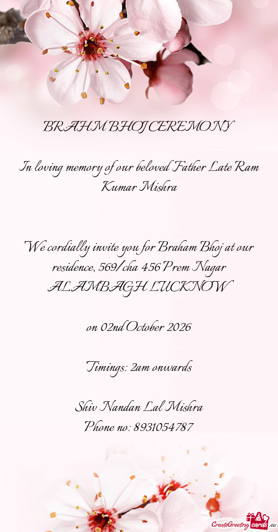 In loving memory of our beloved Father Late Ram Kumar Mishra
