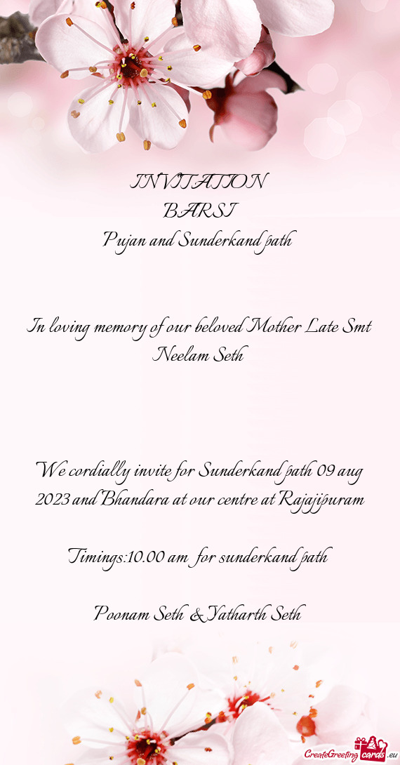 In loving memory of our beloved Mother Late Smt Neelam Seth