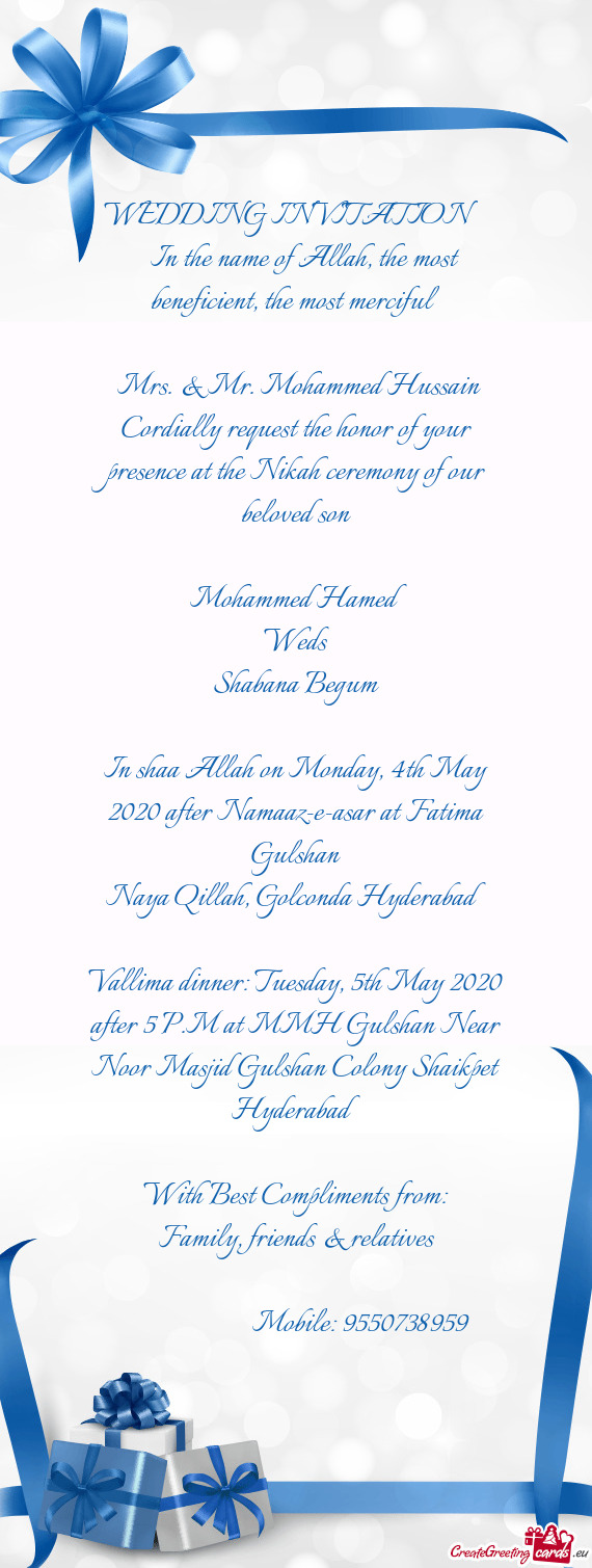 In shaa Allah on Monday, 4th May 2020 after Namaaz-e-asar at Fatima Gulshan