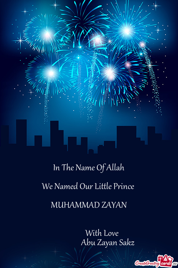 In The Name Of Allah      We Named Our Little Prince