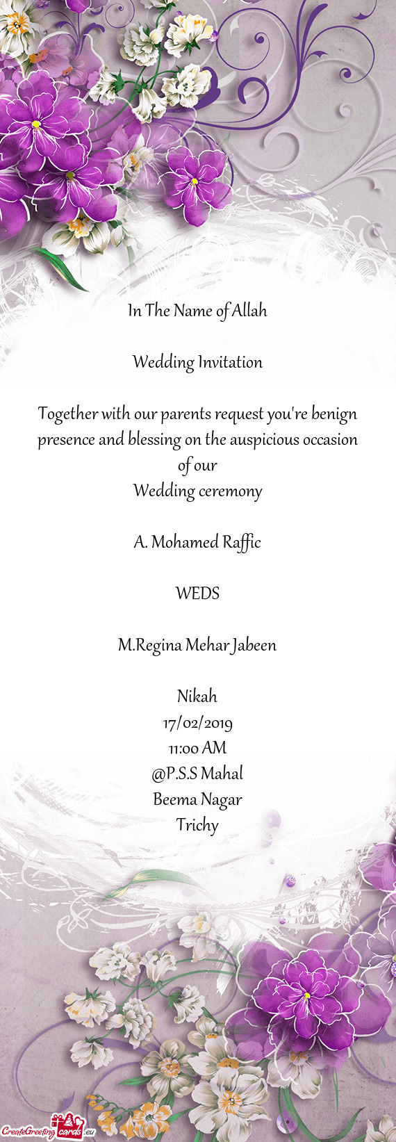 In The Name of Allah    Wedding Invitation    Together