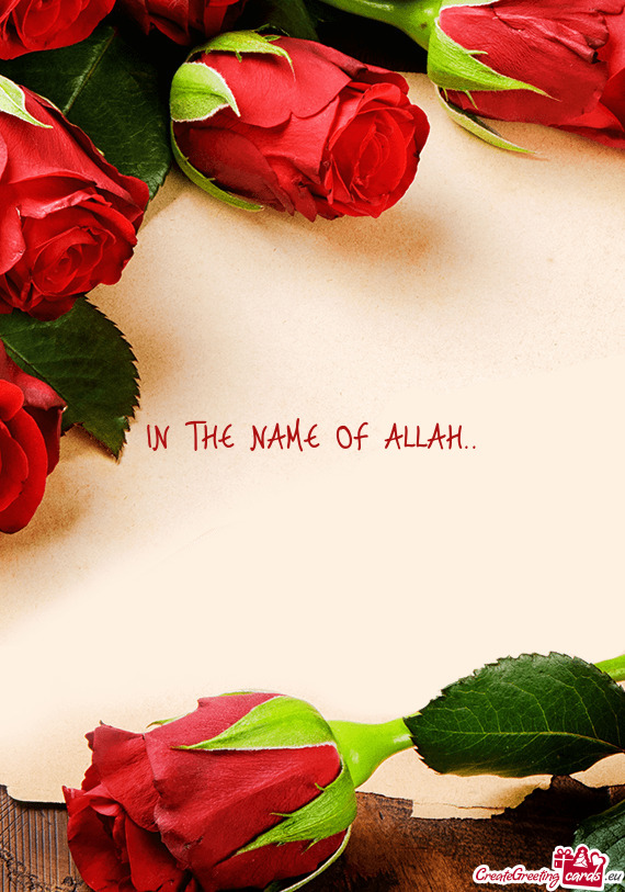 IN THE NAME OF ALLAH..