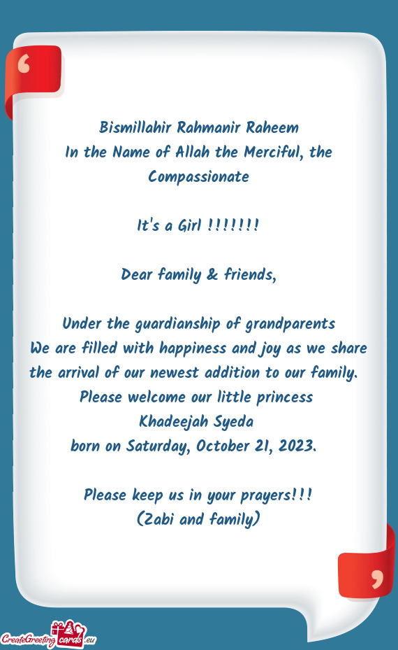 In the Name of Allah the Merciful, the Compassionate