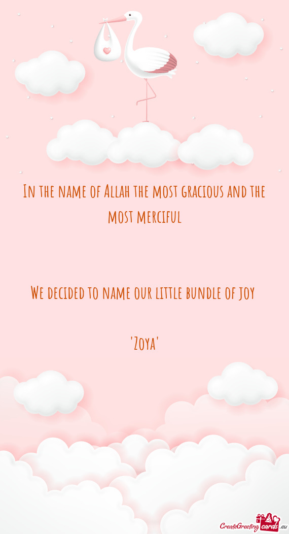 In the name of Allah the most gracious and the most merciful  We decided to name our little bund