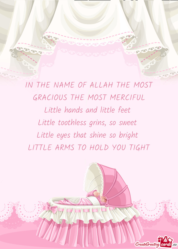 IN THE NAME OF ALLAH THE MOST GRACIOUS THE MOST MERCIFUL Little hands and little feet Little toot