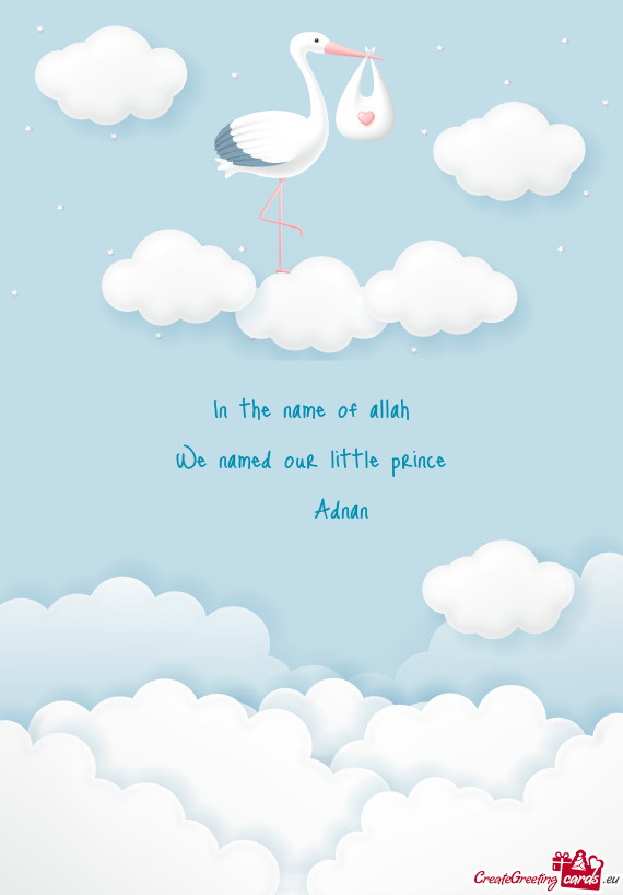 In the name of allah We named our little prince  Adnan