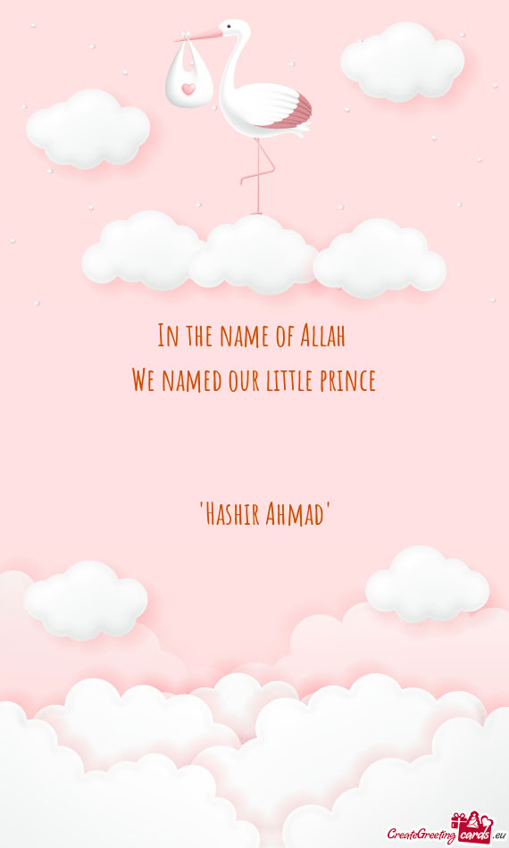 In the name of Allah We named our little prince   