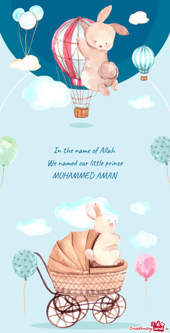 In the name of Allah We named our little prince MUHAMMED AMAN