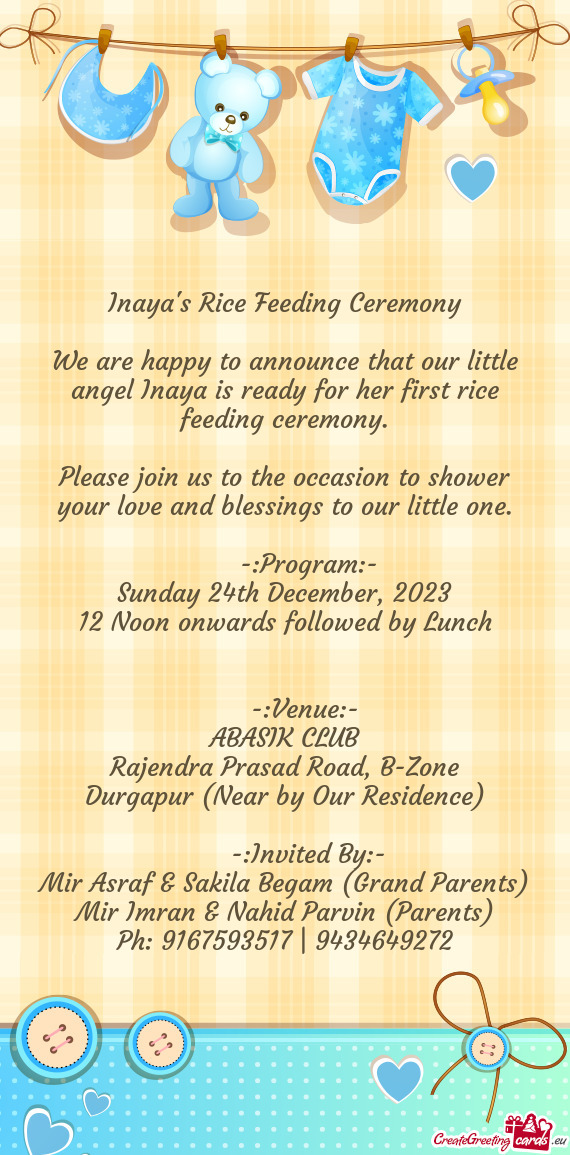 Inaya's Rice Feeding Ceremony
