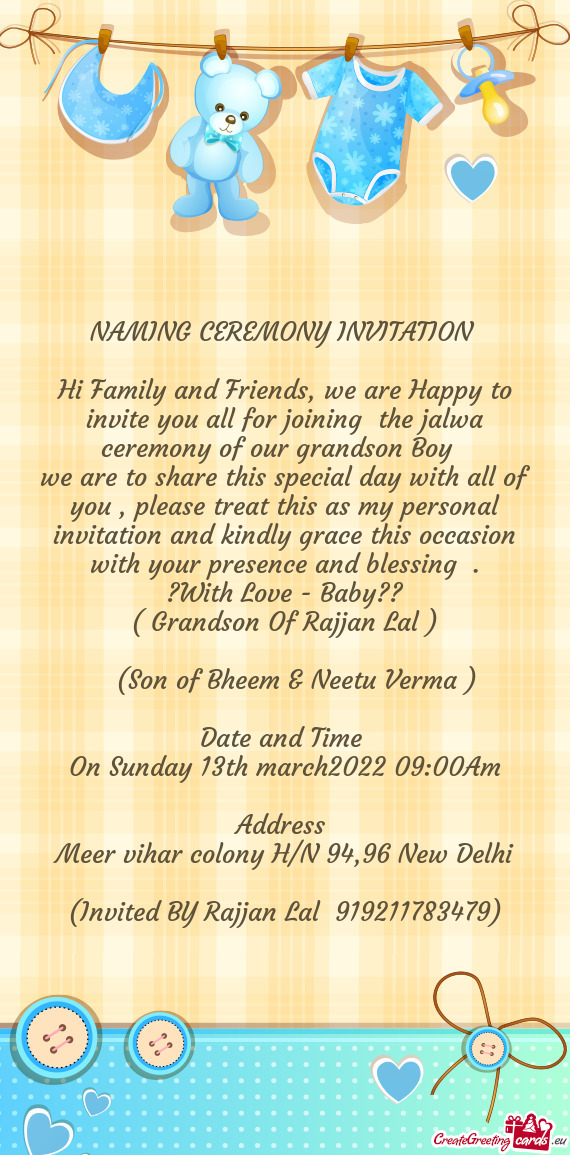 Indly grace this occasion with your presence and blessing