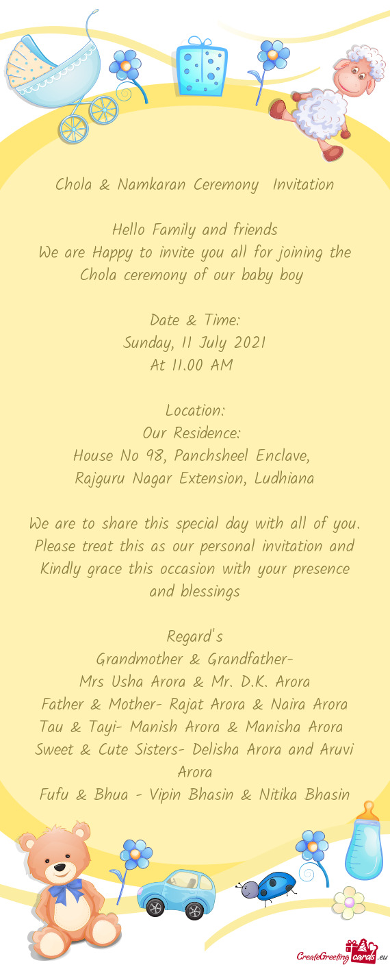 Indly grace this occasion with your presence and blessings