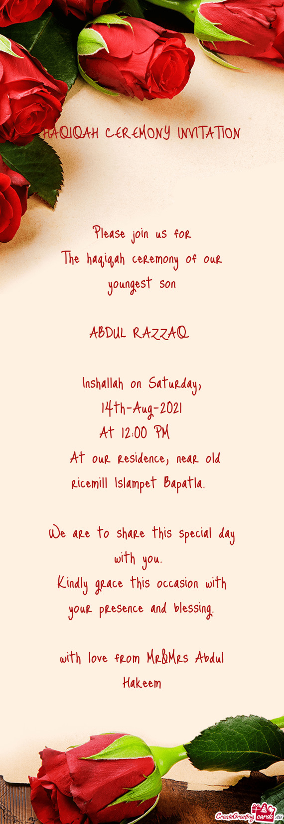 Inshallah on Saturday, 14th-Aug-2021