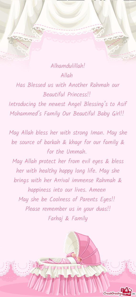 Introducing the newest Angel Blessing’s to Asif Mohammed’s Family Our Beautiful Baby Girl