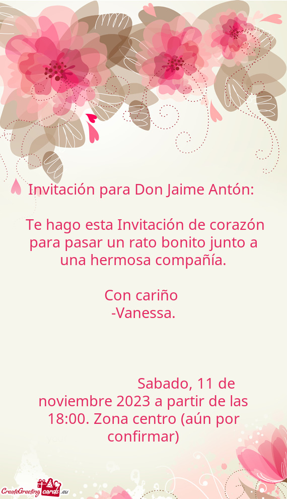 Invitación para Don Jaime Antón