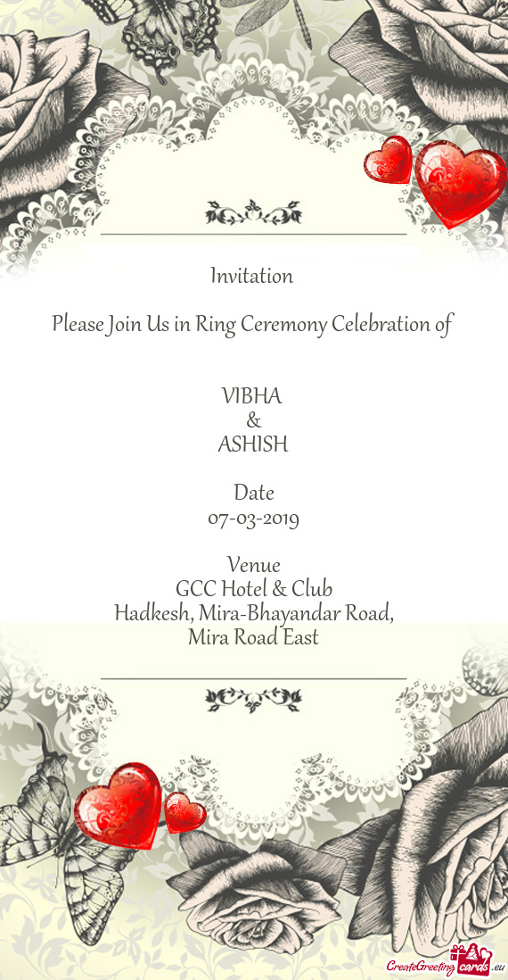 Invitation     Please Join Us in Ring Ceremony Celebration