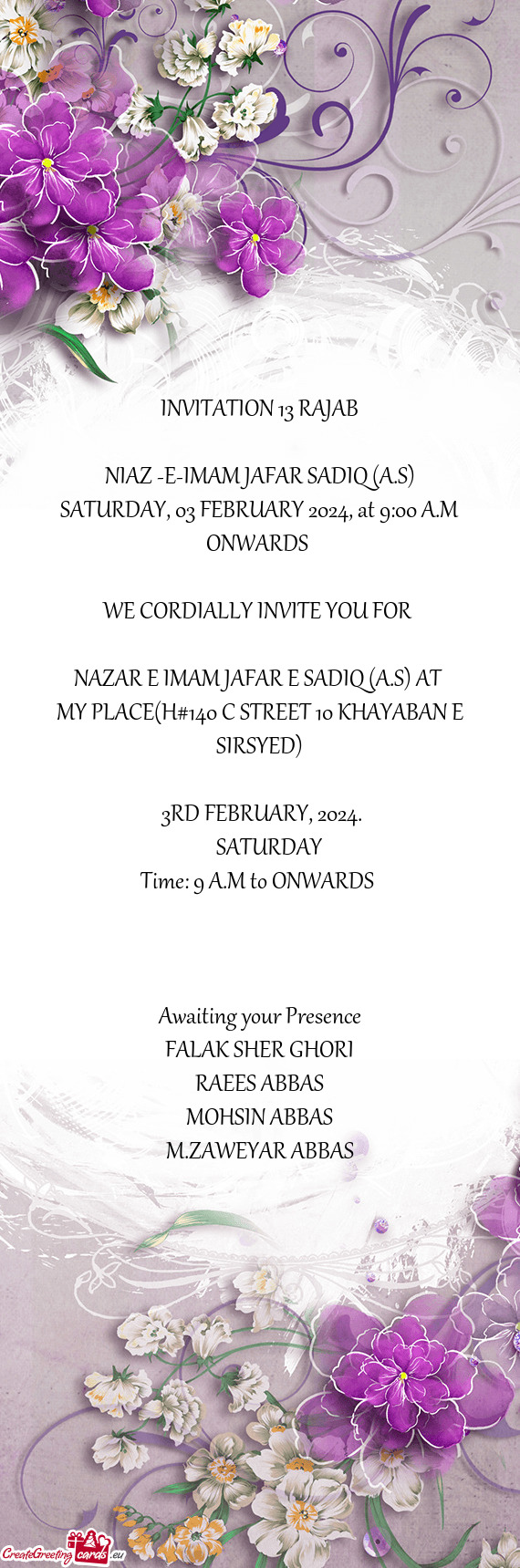 INVITATION 13 RAJAB