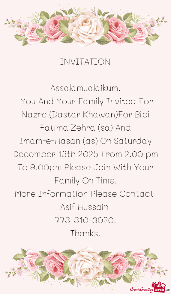 INVITATION Assalamualaikum