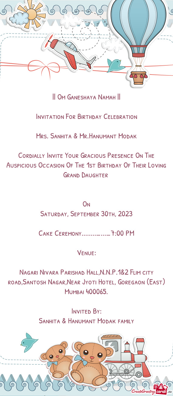 Invitation For Birthday Celebration